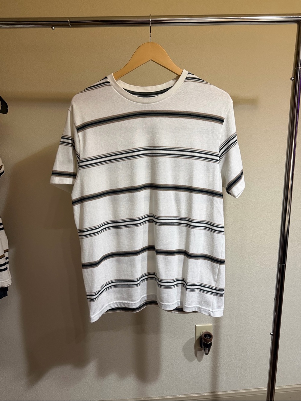Denim & Flower Ricky Singh Men’s L White Striped T-Shirt